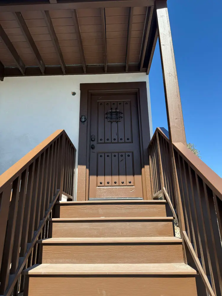 Freshly finished entry door, stairs and railings on an Arroyo Grande, CA home